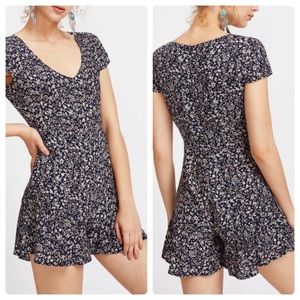 Calico Print V-Neck Romper